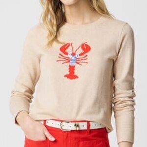 NWT J. Crew Sequin Lobster Teddie Beige Sweater L